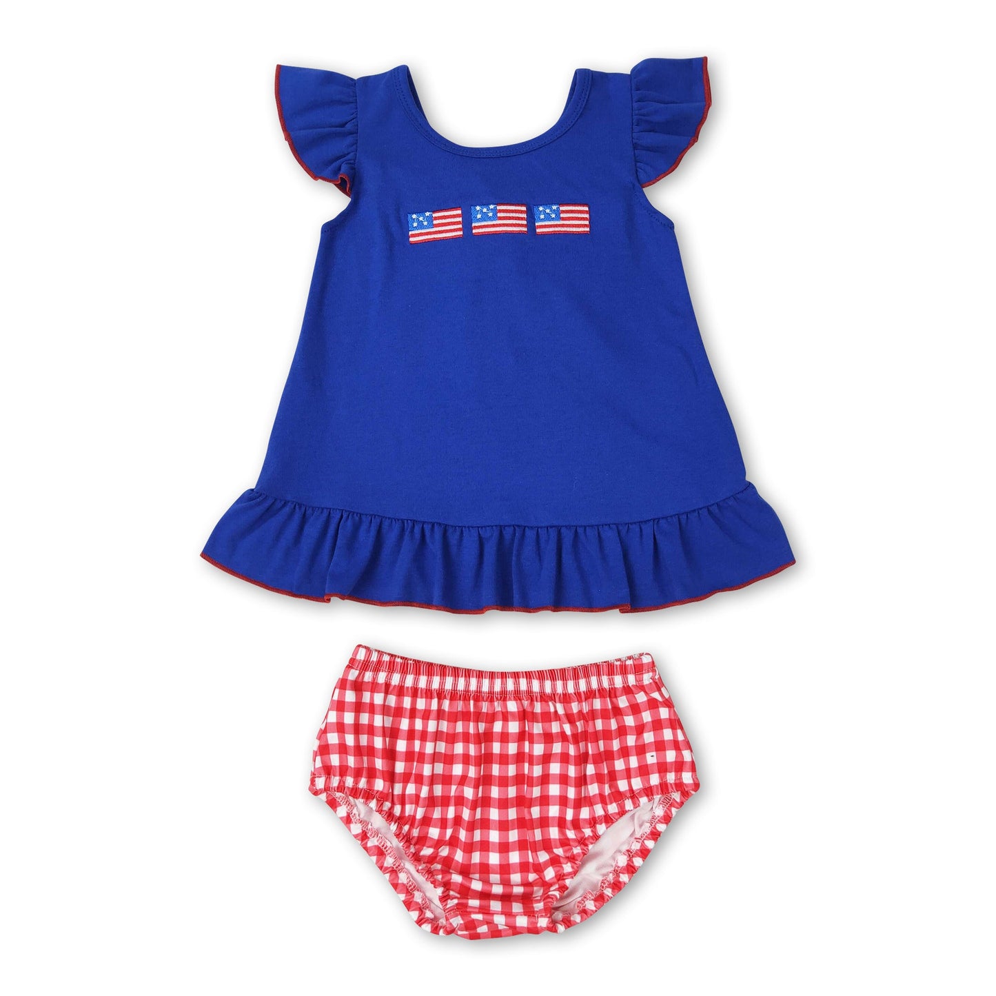 Flag backless tunic plaid bummies girls 4th of july clothes