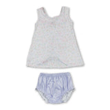 Sleeveless floral tunic light blue bummies baby girls set