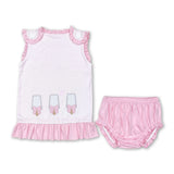 Sleeveless polka dots bow popsicle top bummies girls clothes