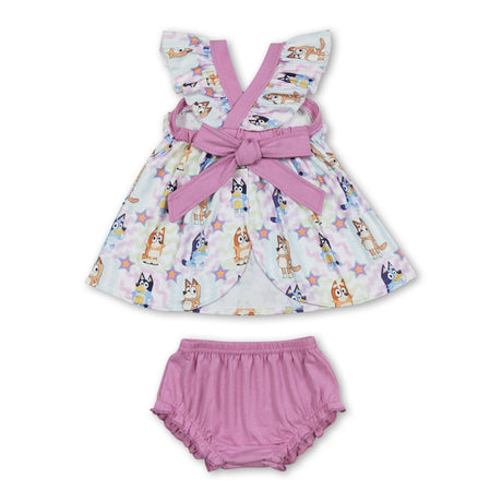 Pink flutter sleeves dog tunic bummies girls clothes