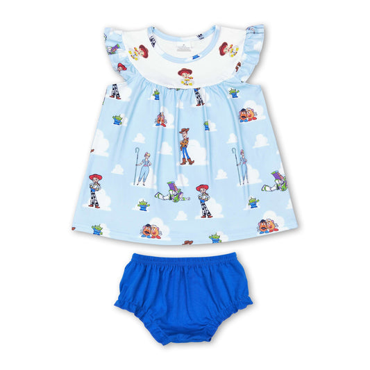 Light blue toy tunic bummies baby girls clothes