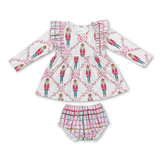 Long sleeves king ballet tunic plaid bummies girls Christmas set