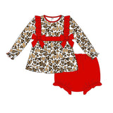 Leopard heart tunic bummies baby girls valentine's set