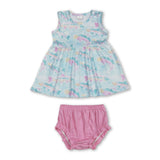 Sleeveless watercolor fish top bummies baby girls clothes