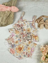 Straps floral ruffle crop top bummies baby girls clothes