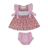 Mama's girl embroidery floral tunic bummies baby clothing set