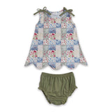 Sleeveless floral scallop top bummies baby girls outfits
