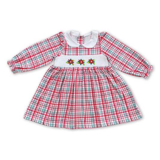 Green red plaid kids girls Christmas dresses