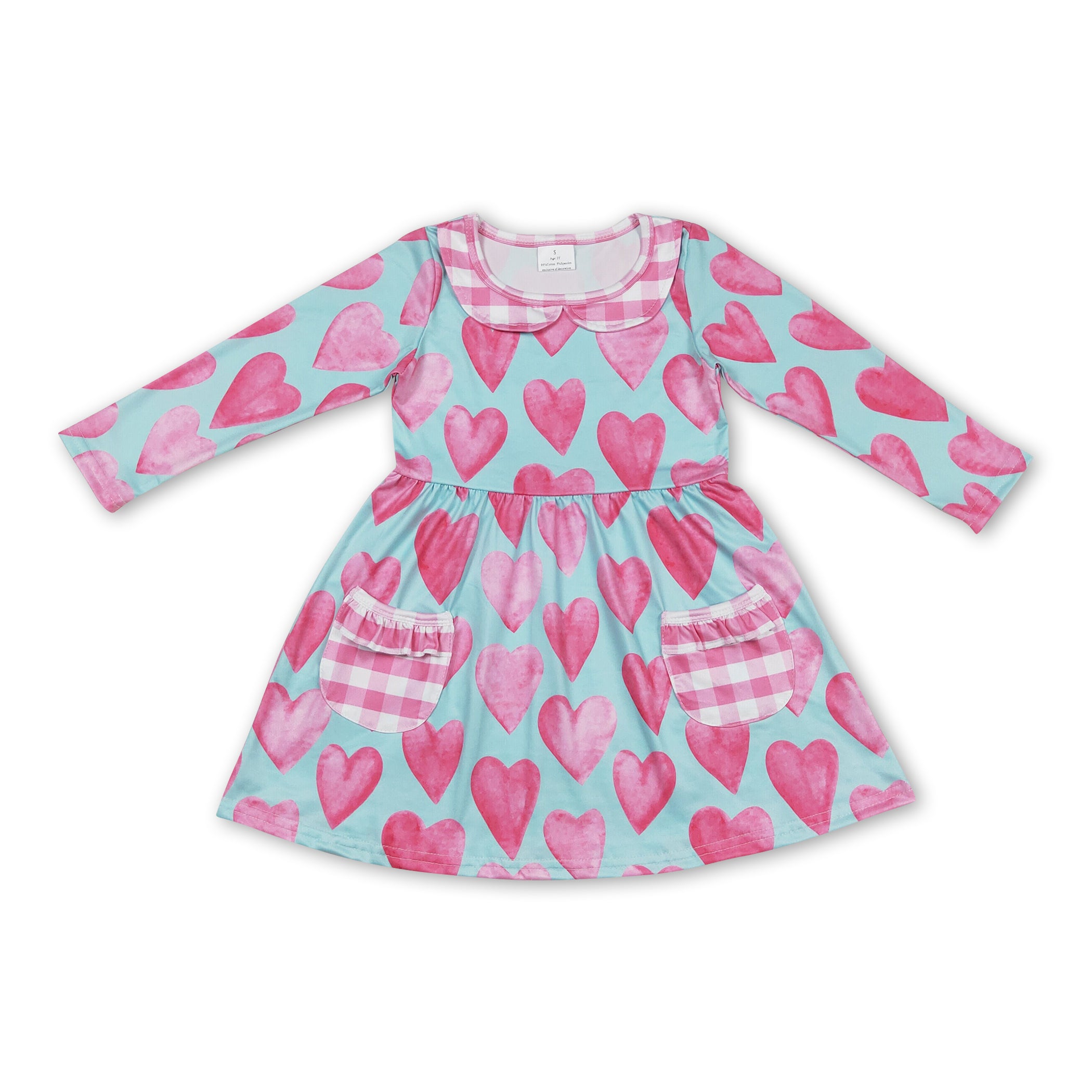 La Boutique by Dondolo Girls Pink Dress - Juliet Valentine Heart Pockets