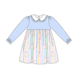 Long sleeves stripe pumpkin kids girls fall dresses