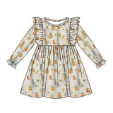 Long sleeves dog pumpkin kids girls fall dresses