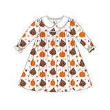 Turkey pumpkin long sleeves girls Thanksgiving dresses