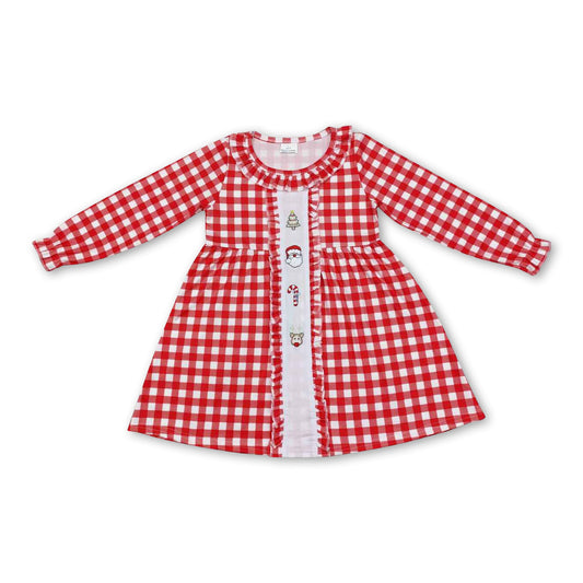 Plaid santa deer candy cane Christmas tree girls dresses