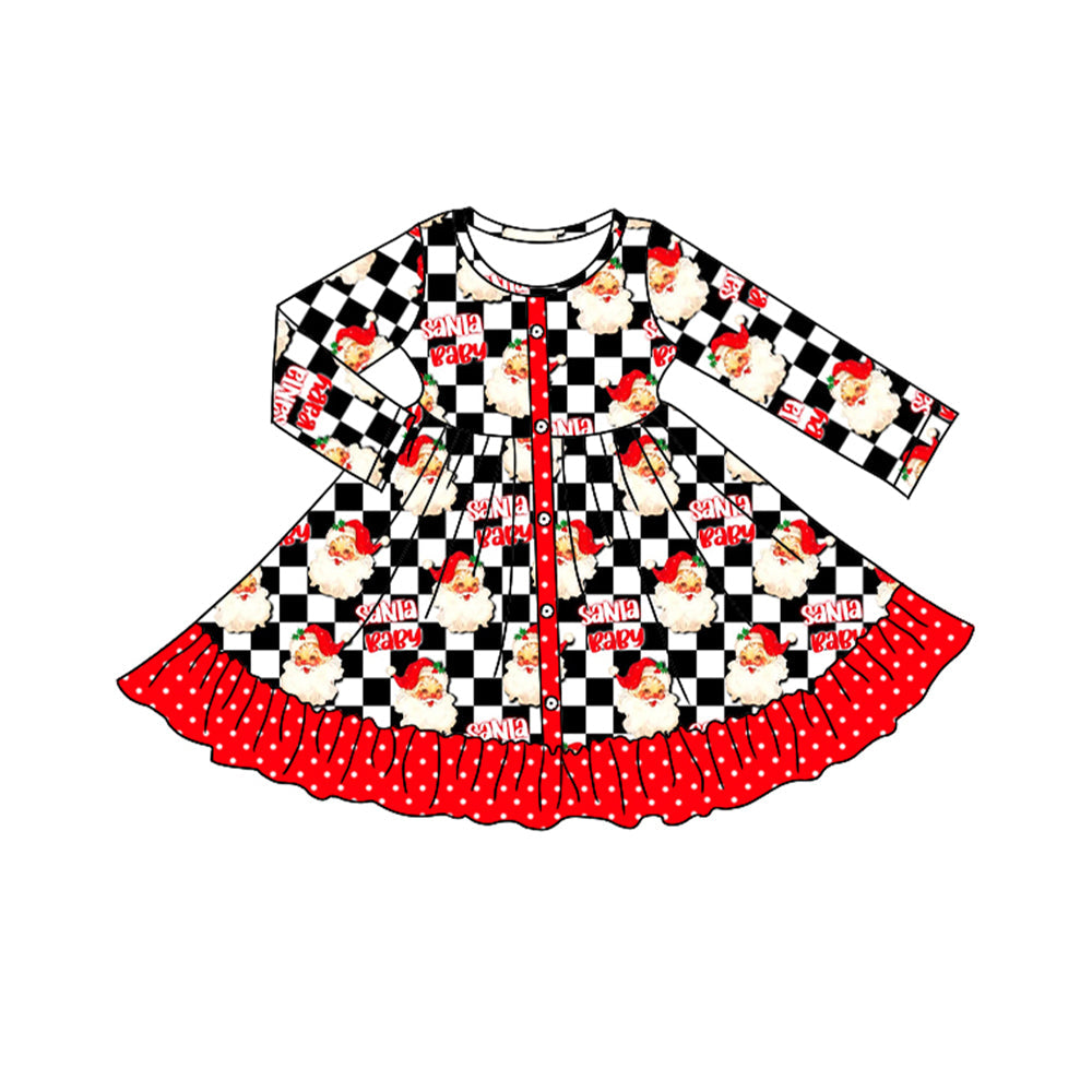 Plaid santa baby girls Christmas dresses