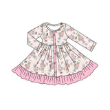 Pink polka dots king ballet gingerbread girls Christmas dress