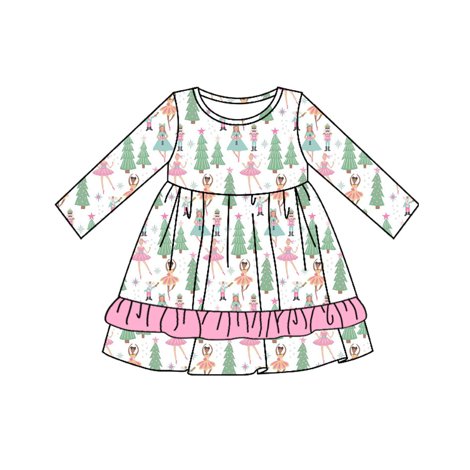 Pink ruffle Christmas tree ballet king kids girls dresses