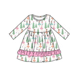 Pink ruffle Christmas tree ballet king kids girls dresses