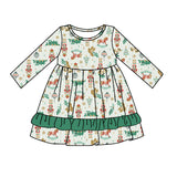 Green Christmas tree king ballet ruffle toddler girls dress