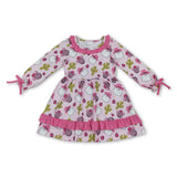 Pink santa cactus hat santa girls western Christmas dresses