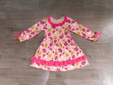 Pink santa cactus hat santa girls western Christmas dresses