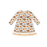 Plaid ruffle turkey pumpkin pie girls Thanksgiving dress