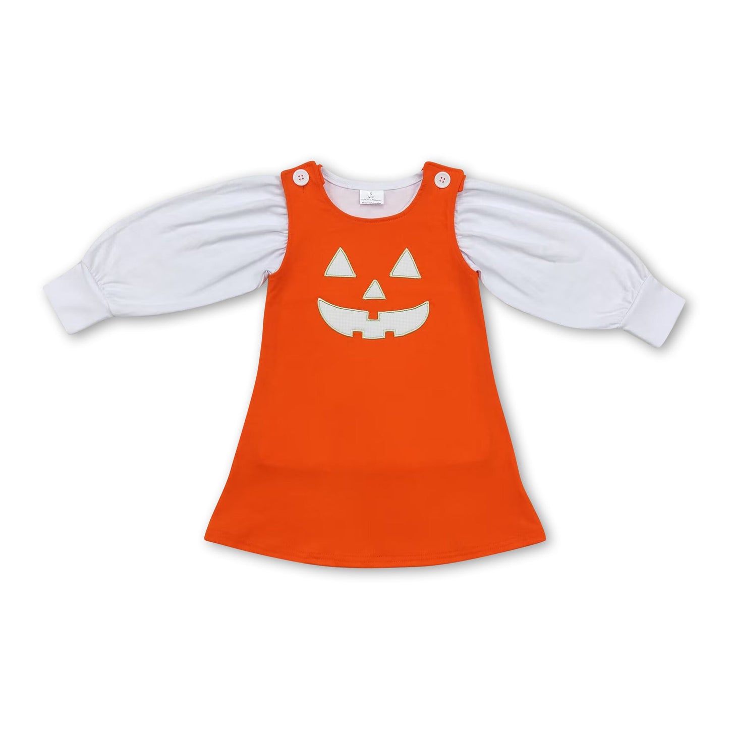 White cotton shirt orange sleeveless dress girls Halloween set