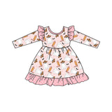 Pink polka dots ghost boots kids girls Halloween dress