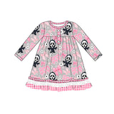 Pink boo bow scream kids girls Halloween ruffle dresses