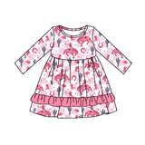 Pink plaid cactus rodeo western kids girls dresses