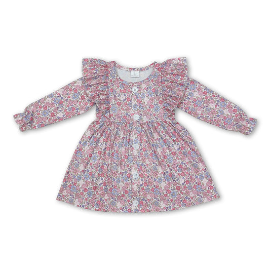 Long sleeves floral baby girls dresses