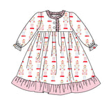 Pink ruffle king ballet baby girls Christmas night dress