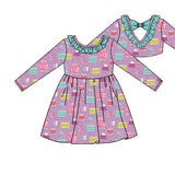 Long sleeves cake Happy birthday girls dresses