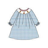 Plaid gingerbread long sleeves girls Christmas dress