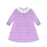 Purple plaid ghost bow smocked girls Halloween dress