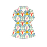 Long sleeves crawfish bow kids girls athletic dress