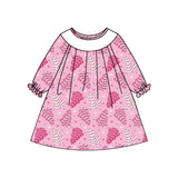 Pink long sleeves Christmas tree cake kids girls dresses
