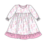 Pink ruffle candy cane ballet girls Christmas dress