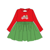 Gingerbread Christmas tree truck green tulle girls dresses