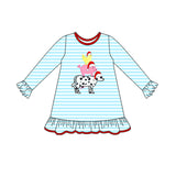 Stripe chicken pig cow Christmas hat girls dresses