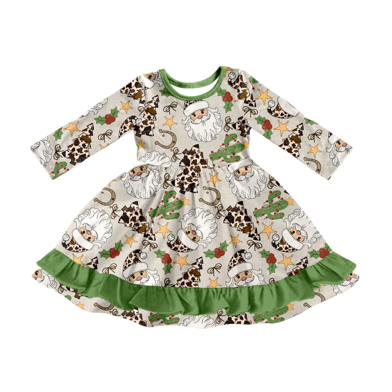 Cow Christmas tress santa western girls Christmas dresses