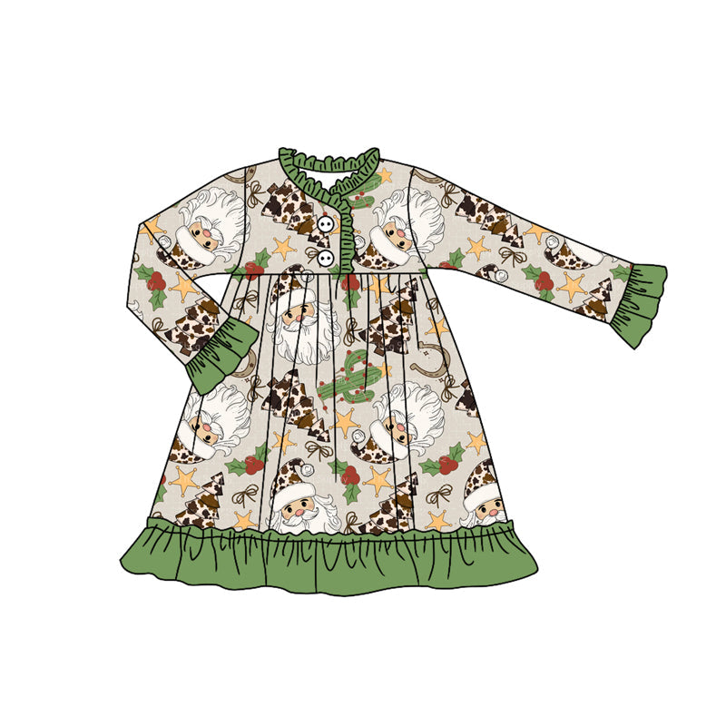 Cow Christmas tress santa western girls Christmas night dress