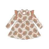 Long sleeves turkey kids girls Thanksgiving dresses