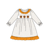 Long sleeves polka dots turkey girls Thanksgiving dress