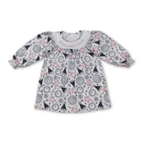 Happy New Year long sleeves pink stars kids girls dresses