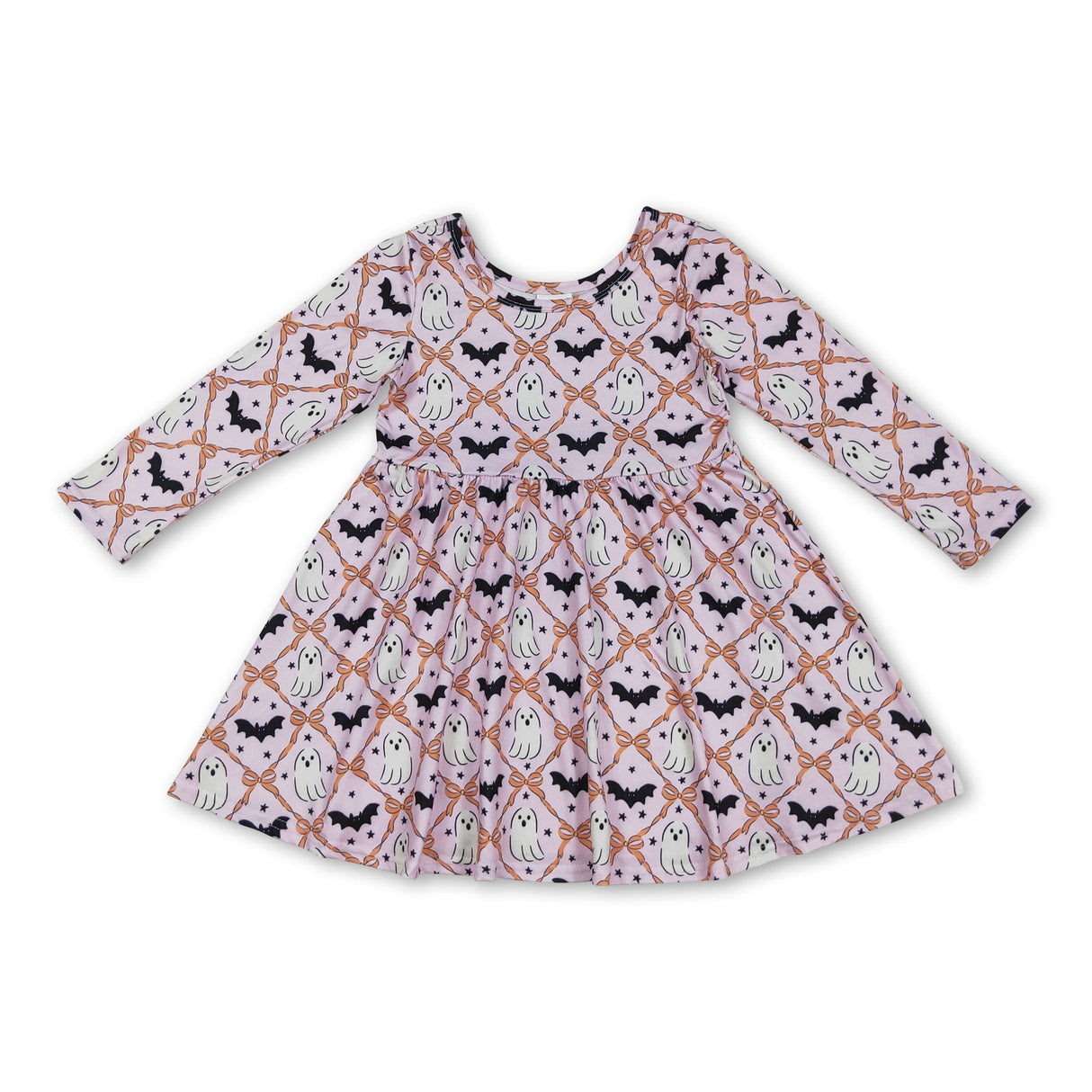 Long sleeves ghost bow girls Halloween dresses