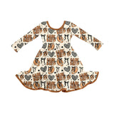Heart bow game day football ruffle kids girls dresses