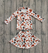 Orange bow football top skirt kids girls team activewear set
