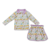 Necklace feather donut pullover skirt girls Mardi Gras outfits