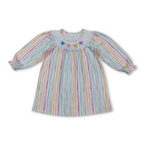 Long sleeves colorful stripe heart girls Valentine's dress