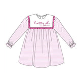 pink stripe loved print long sleeve girl valentine dress